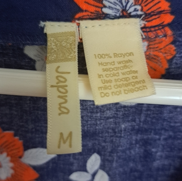 JAPNA bohemian floral flowly orange blues shrug tie shirt top M - Picture 7 of 11